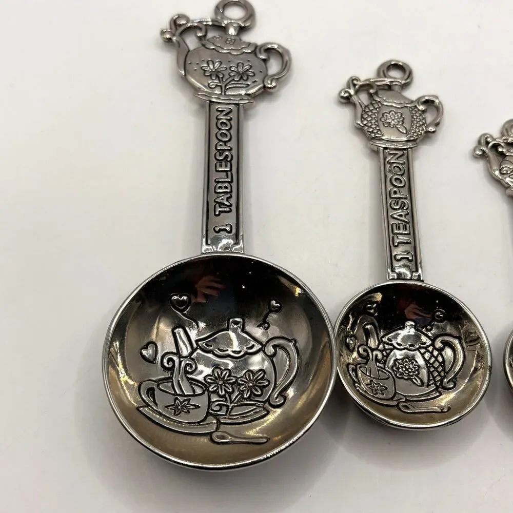 Ganz Teapot 4 Piece Measuring Spoons Set - Teapot Theme